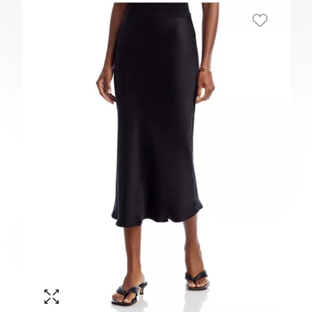 Anine Bing Black Bar Silk Midi Skirt